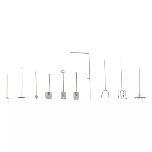 Kit d'outils agricole - ARTITEC 10.335 - HO 1/87 - Fourches - Pelles - Râteaux