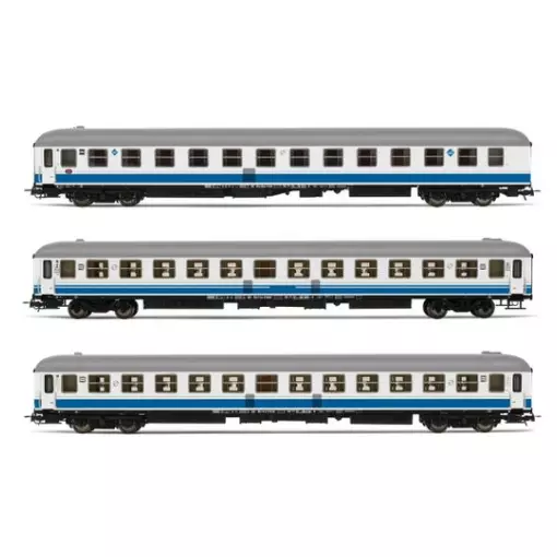 Coffret 3 unités "Estrella Picasso", 2 x 11600 voitures-couchettes + 7100 voitures-lits, livrée "Largo Recorrido" - Électrotren HE4019 - HO 1/87 - RENFE - Ep V - 2R