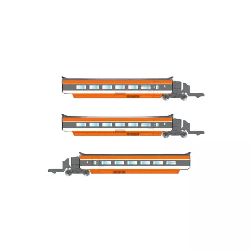 Coffret de 3 voitures supplémentaires TGV PSE orange - Azar Models T01-OR2 - Z 1/220 - SNCF - EP IV - 2R