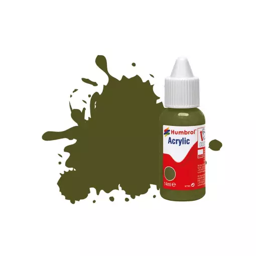 Peinture acrylique n°155 - couleur vert olive terne MAT HUMBROL DB0155 - 14 mL