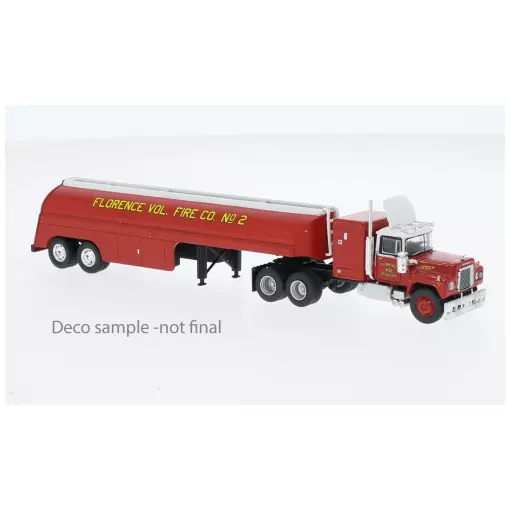  Semi remorque citerne Mack RS 700, Florence Vol Fire Co, 1966 - Brekina 85812 - HO 1/87