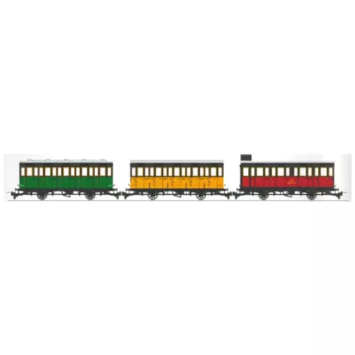 Set van 3 "Cage à poule" passagiersrijtuigen voor de toeristische trein van Vivarais - Ree Modèles VM040 - HOe/HOm 1/87 - CFD - Ep II/III - 2R