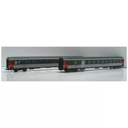 Set di 2 carrozze coralline tipo Vu, logo spaghetto cavo - Piko 58609 - HO 1/87 - SNCF - Ep V - 2R