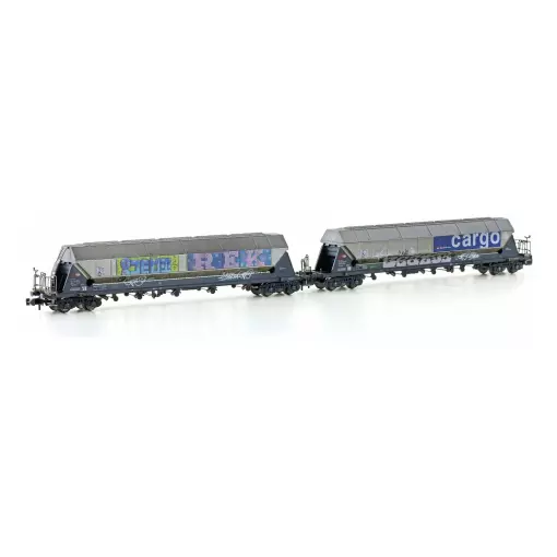 Coffret de 2 wagons silos Taggnpps graffiti - Hobby66 H23478 - N 1/160 - CFF Cargo - Ep VI - 2R