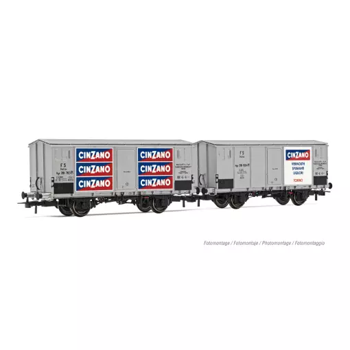 Coffret de 2 wagons frigorifique CINZANO - Rivarossi HR6606 - HO 1/87 - FS - EP III