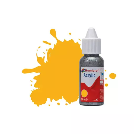 Peinture acrylique n°154 - couleur jaune insigne MAT HUMBROL DB0154 | 14 mL