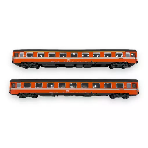 Set de 2 voitures voyageurs VSE A9u, livrée C1, logo encadré - LS Models 40350 - HO 1/87 - SNCF - Ep IV - 2R