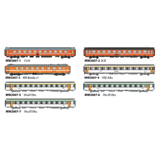 Lote de 7 vagones de viajeros Vauban - Models World 2007 - HO 1/87 - SNCF/ SNCB - Ep IV - 2R