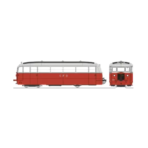 Autorail De Dion type ND Vivarais-Lozère N°202, 2 phares, rouge/gris perle - Ree Modèles VM054 - HOe/HOm 1/87 - CFD - Ep III - Analogique - 2R