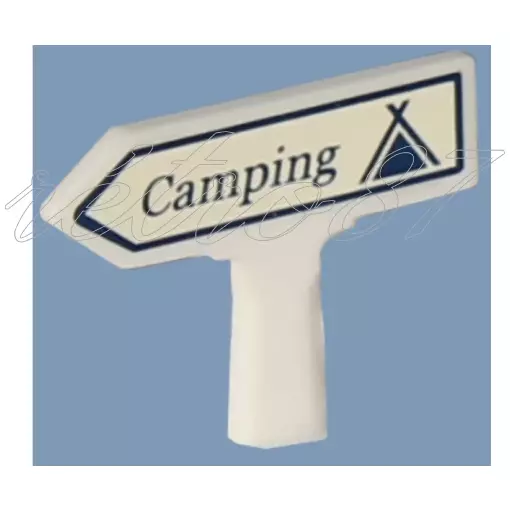 Panneau Michelin d'indication de lieu, vers la gauche : Camping - SAI 8416 - HO 1/87