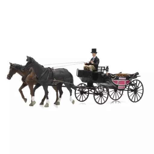 Voiture Landau ouverte avec cheval et cocher - Artitec AR387.423 - HO 1/87