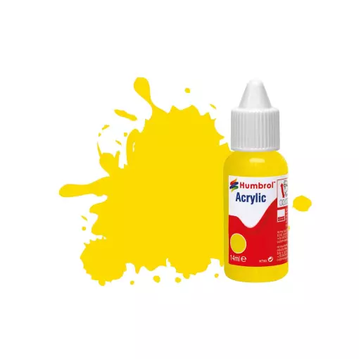 Peinture acrylique n°69 - couleur jaune BRILLANT HUMBROL DB0069 - 14 mL