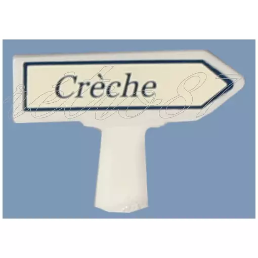 Panneau Michelin d'indication de lieu, vers la droite : Crèche - SAI 8437 - HO 1/87