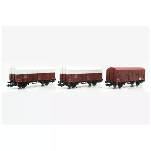 Set de 3 wagons couverts à 2 essieux, Meccoli type Gs4 - Piko 96621 - HO 1/87 - SNCF - Ep V - 2R