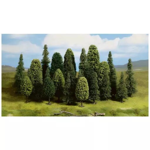 Set of 5 trees and 5 fir trees - mixed forest 65-150mm NOCH 26412- N/TT/Z