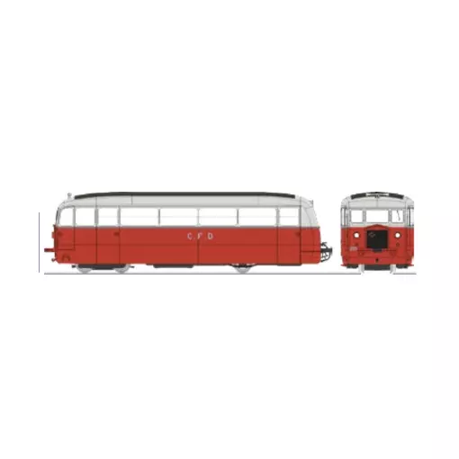 Autorail De Dion type ND Vivarais-Lozère N°201, 2 phares, sans aérateurs, rouge/gris perle - Ree Modèles VM053 - HOe/HOm 1/87 - CFD - Ep III - Analogique - 2R