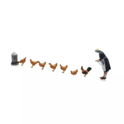 Fermière avec 6 poulets - Artitec AR387.514 - HO 1/87