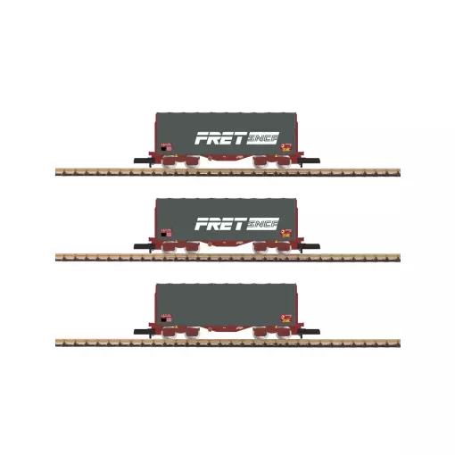 Lote de 3 vagones cubiertos cortos "FRET SNCF" - Modelos Azar W03-FRP - Z 1/220 - Ep IV/V - 2R