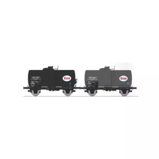 Set di 2 carri cisterna ESSO - Ree Models WB870 - HO 1/87 - SNCF - Ep III - 2R