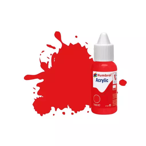 Peinture acrylique n°209 - couleur rouge feu BRILLANT HUMBROL DB0209 | 14 mL