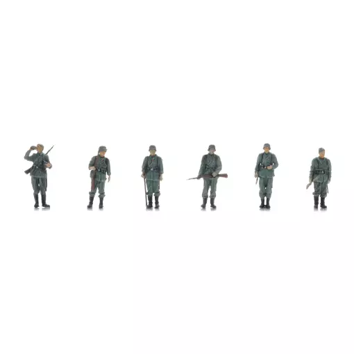 Lot de 6 personnages Infanterie de la Wehrmacht en attente de transport - Artitec 5870066 - HO 1/87