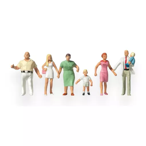 6 Figuras de familia andantes PREISER 10284 - HO 1:87