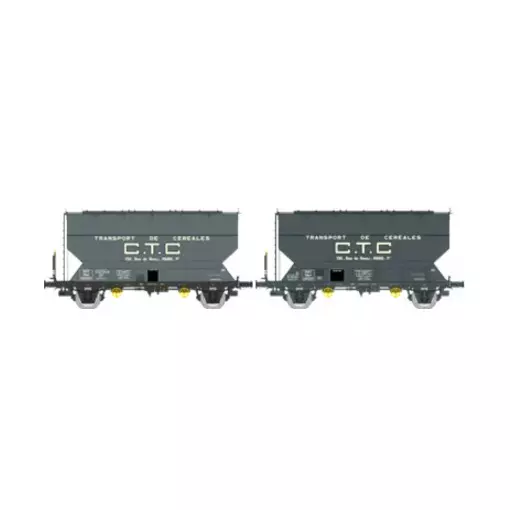 Set de 2 wagons céréaliers FAUVET-GIREL « CTC » - Ree Modèles WB887 - HO 1/87 - SNCF - Ep III - 2R