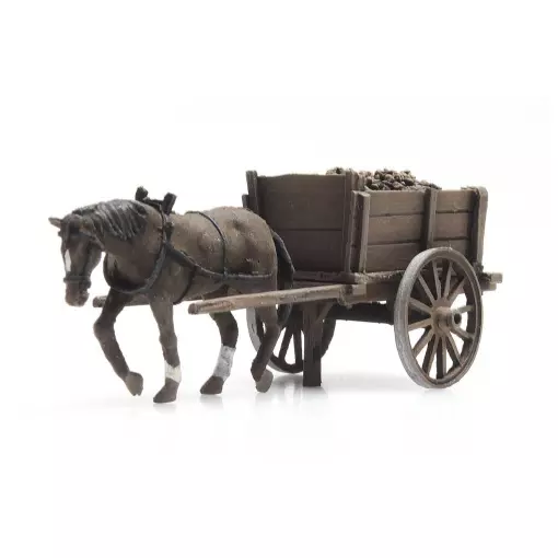 Charette à 2 roues et 1 cheval - Artitec AR387.287 - HO 1/87