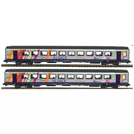 Coffret de 2 voitures corail livrée TER Alsace type VTU - PIKO 58641 - HO 1/87 - SNCF - EP VI - 2r 