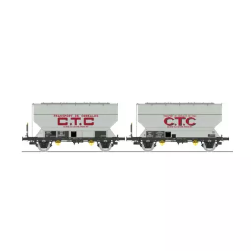 Set de 2 wagons céréaliers FAUVET-GIREL « CTC » - Ree Modèles WB880 - HO 1/87 - SNCF - Ep III - 2R