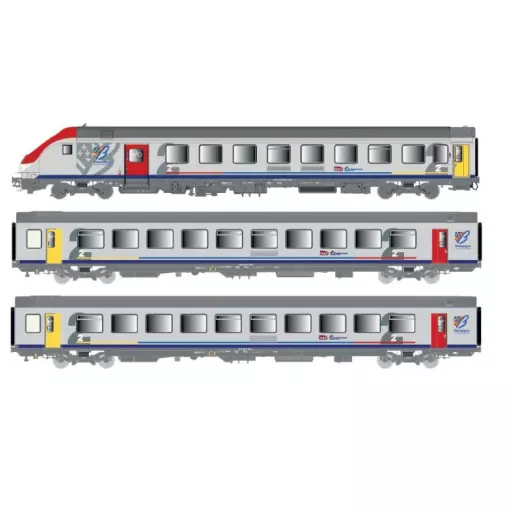 Set 3 voitures TER Bourgogne Ls Models 41233AC - HO 1/87 - 3R - SNCF - EP VI