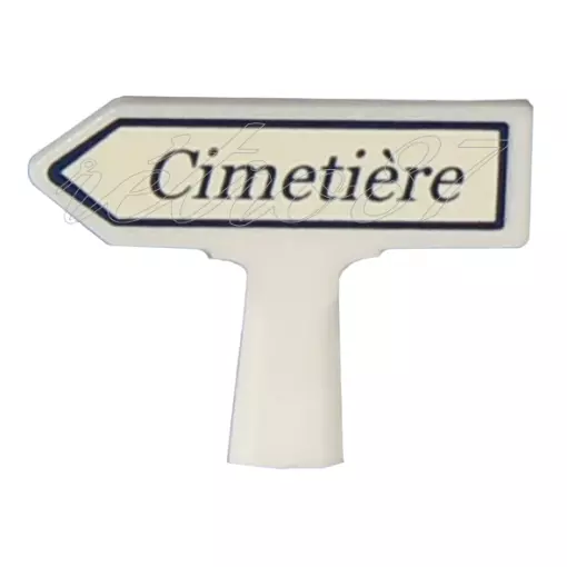 Panneau Michelin d'indication de lieu, vers la gauche : Cimetière - Sai 8422 - HO 1/87