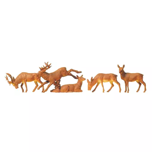 Lot de 5 cerfs - PREISER 14179 - HO 1/87