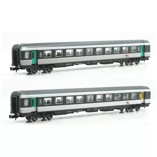 Set di 2 carrozze - logo corail carmillon - Piko 94306 - N 1/160 - SNCF - Ep V - 2R