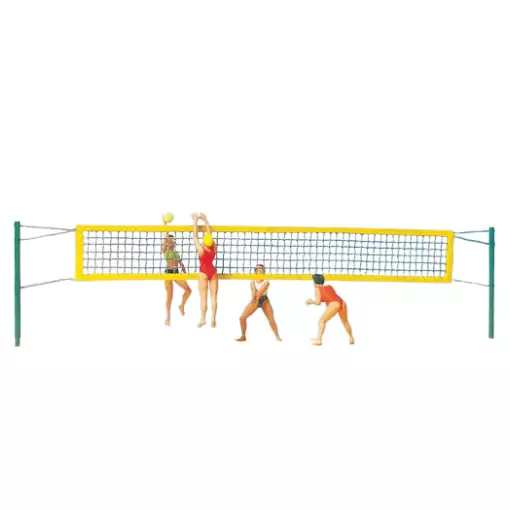 Lot de 4 personnages pratiquant le Beach Volley - Preiser 10528 - HO 1/87