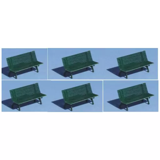 Set of green public benches