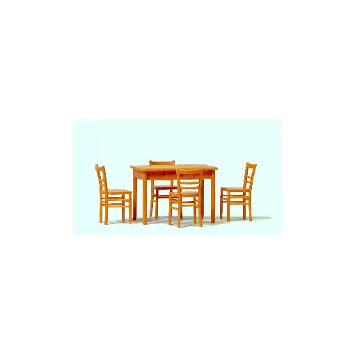 Table et 4 chaises, brun