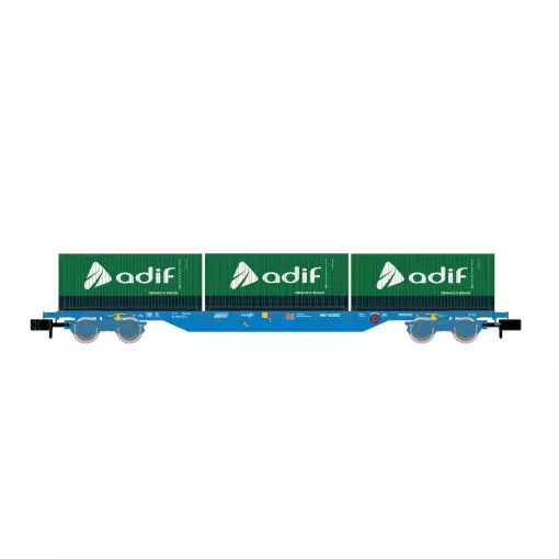 Porta carro "ADIF" e 3 conteneurs - Arnold HN6651 - N 1/160 - RENFE - EP VI