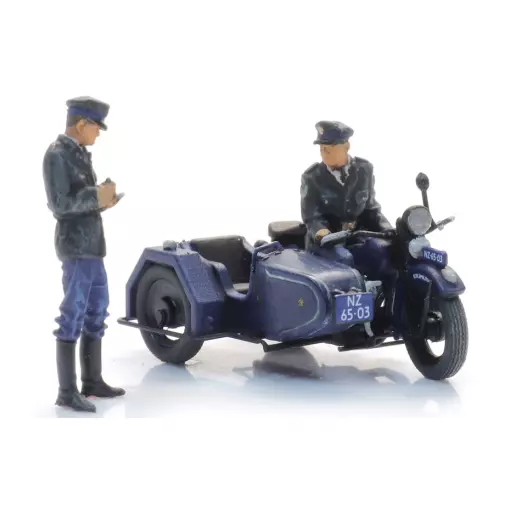 Moto de la police du Reich - ARTITEC 10.422 - HO 1/87 - avec 2 figurines