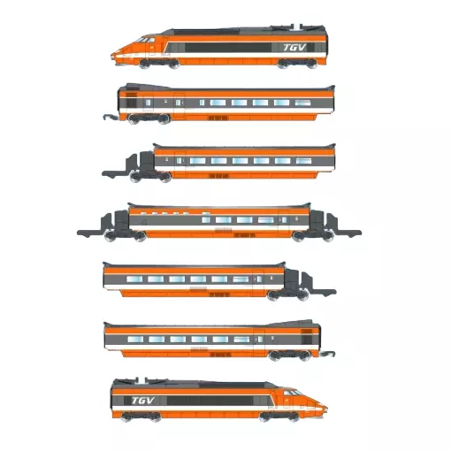 TGV PSE naranja récord del mundo - Azar Models T01-OR1A - Z 1/220 - SNCF - EP IV - 2R - Analógico