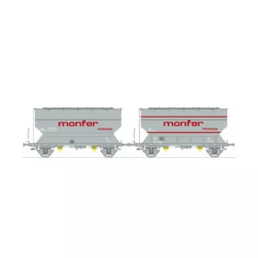 Set de 2 wagons céréaliers FAUVET-GIREL « MONFER » - Ree Modèles WB892 - HO 1/87 - SNCF - Ep IV/V - 2R