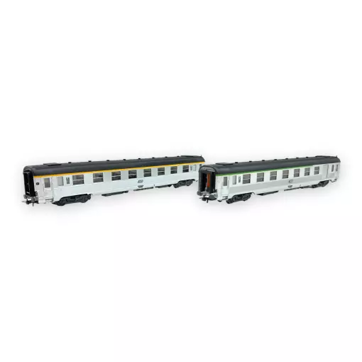 Set of 2 stainless steel DEV cars - Jouef HJ4176 - SNCF - EP IV - 2R