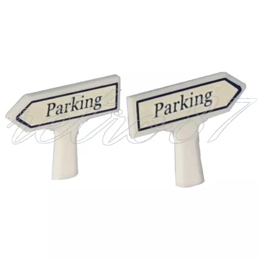 2 panneaux Michelin d'indication de lieux : Parking - Sai 8412 - HO 1/87