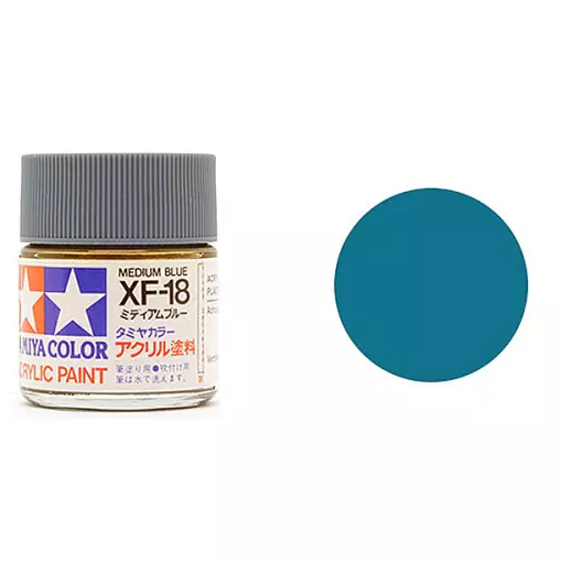 Peinture acrylique en pot - Bleu Moyen MAT XF18 - TAMIYA 81718 - 10ml