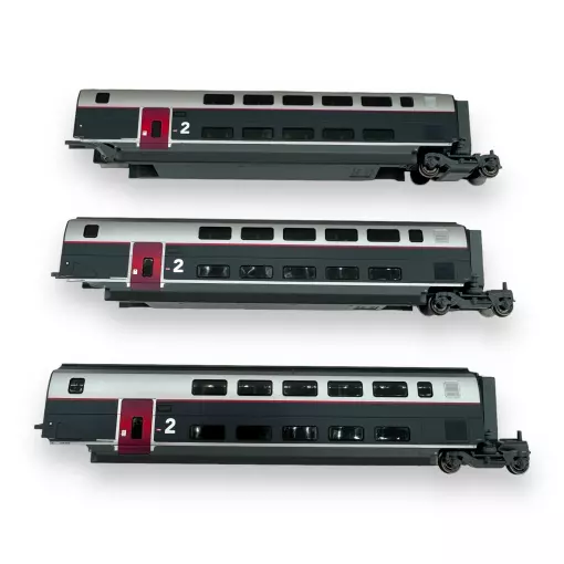 Lote de 3 vagones TGV Duplex Carmillon - Jouef HJ3017 - SNCF - HO 1/87 - EP VI- 2R