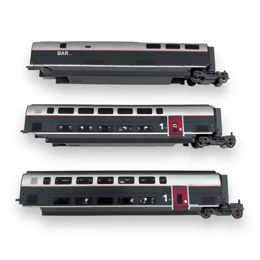 Set van 3 TGV Duplex Carmillon rijtuigen - Jouef HJ3016 - SNCF - HO 1/87 - EP VI- 2R