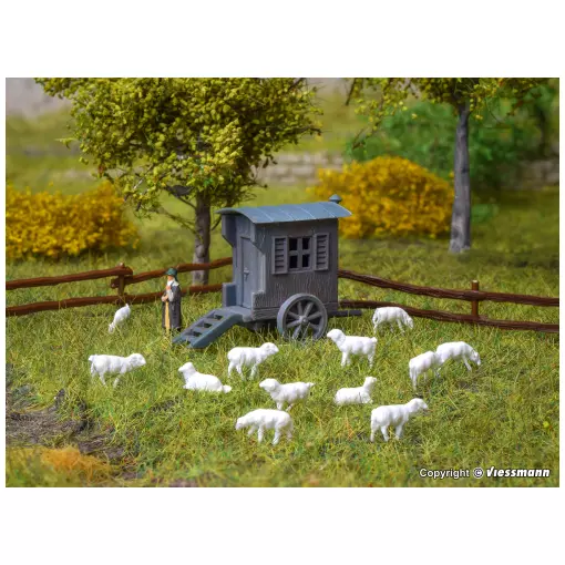 Charrette de berger avec troupeau de moutons - Vollmer 47717 - N 1/160