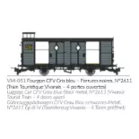 Grijs-blauwe goederenwagon met zwart beslag, N°2611 ( Train Touristique Vivarais - 4 open deuren ) - Ree Models VM051 - HOe/HOm - CFV - 2R