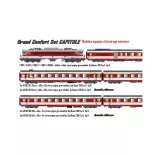 Set van 3 hoge comfortrijtuigen "Capitole" + A8tu + A8u + Vru - LS Models 40083DC - HO 1/87 - SNCF - Ep IV - 2R