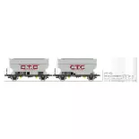 Set de 2 wagons céréaliers FAUVET-GIREL « CTC » - Ree Modèles WB880 - HO 1/87 - SNCF - Ep III - 2R